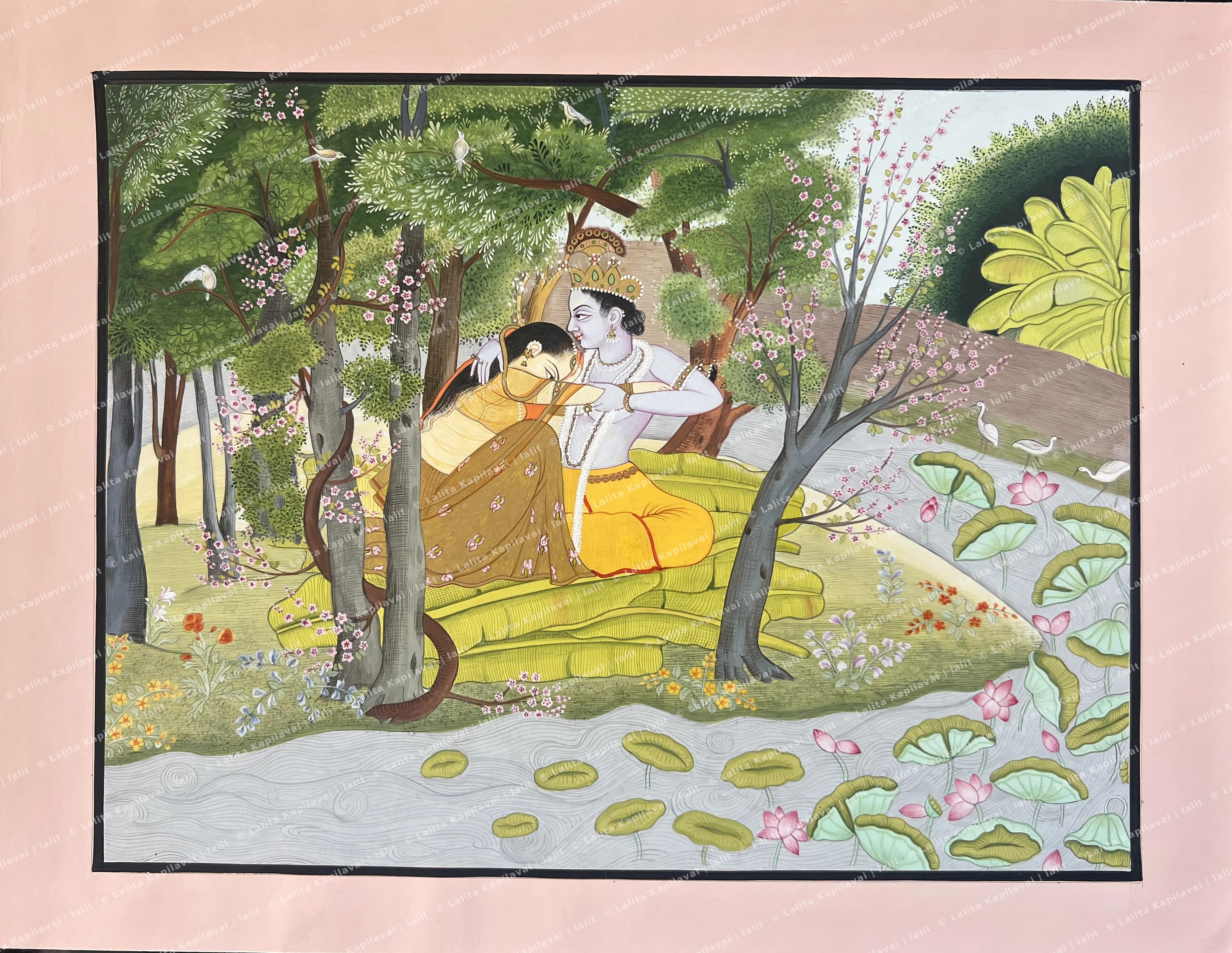 Radha and Krishna in a grove, Gita Govinda