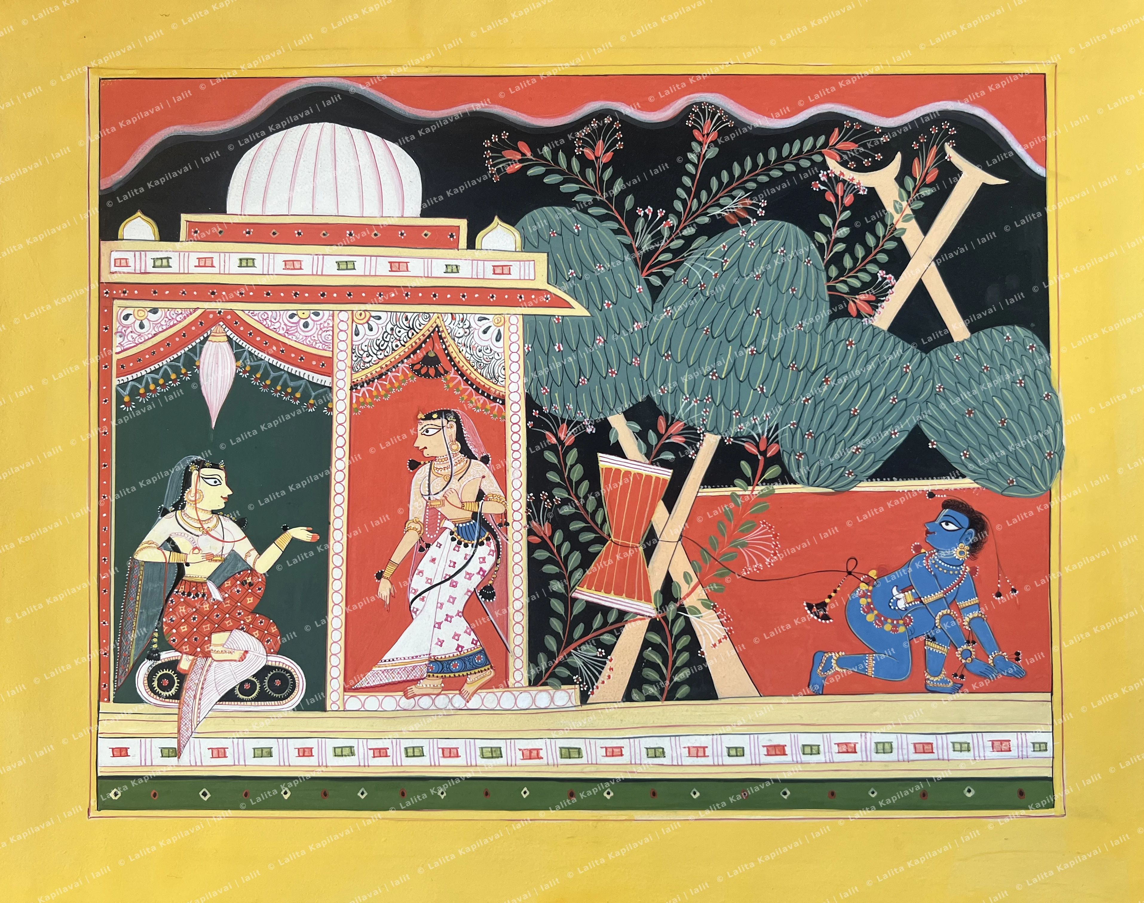 Krishna uproots the twin Arjuna trees
