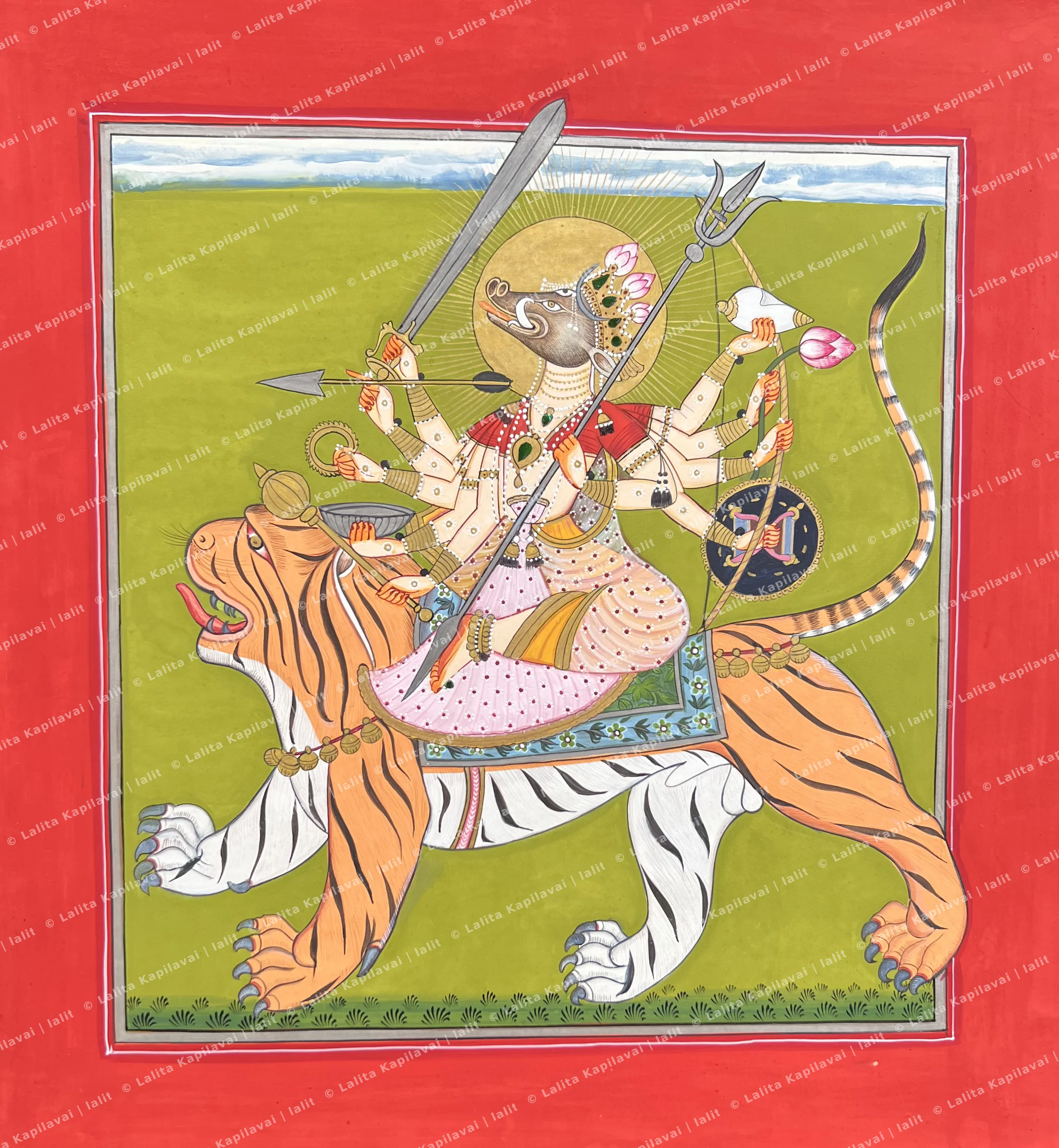 Varahi riding on a tiger